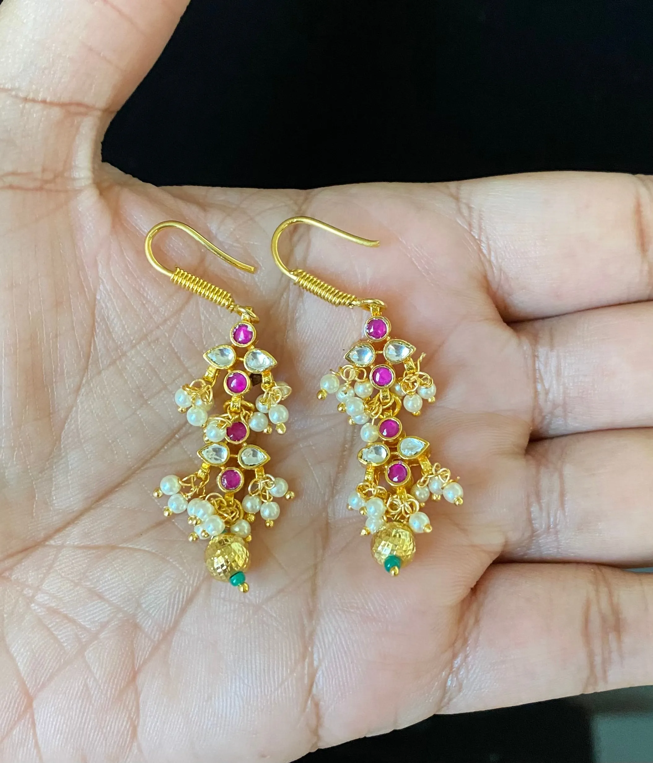 Pachi Kundan Hook Earrings