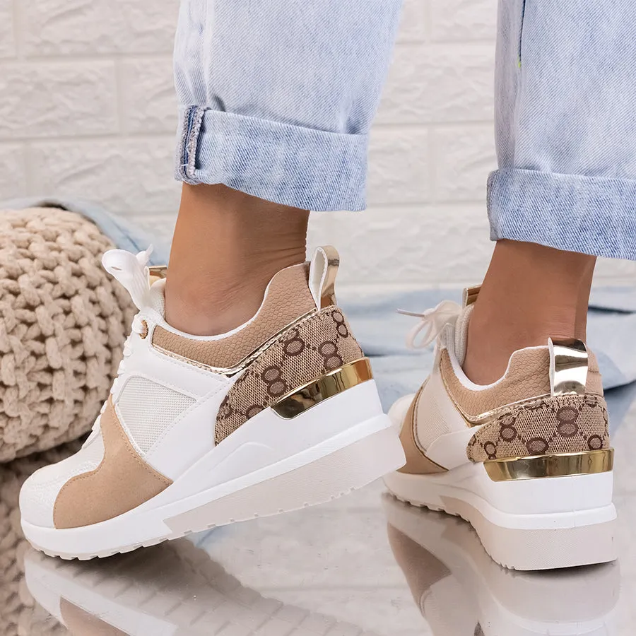 Pantofi sport cu platforma Floret - White/Beige