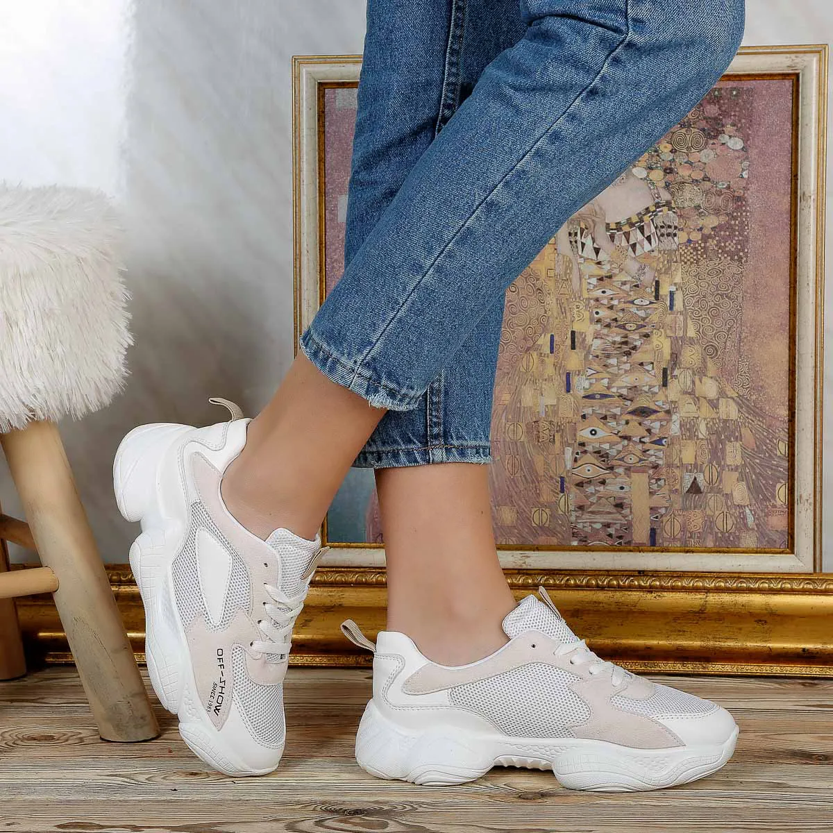 Pantofi sport Krista albi