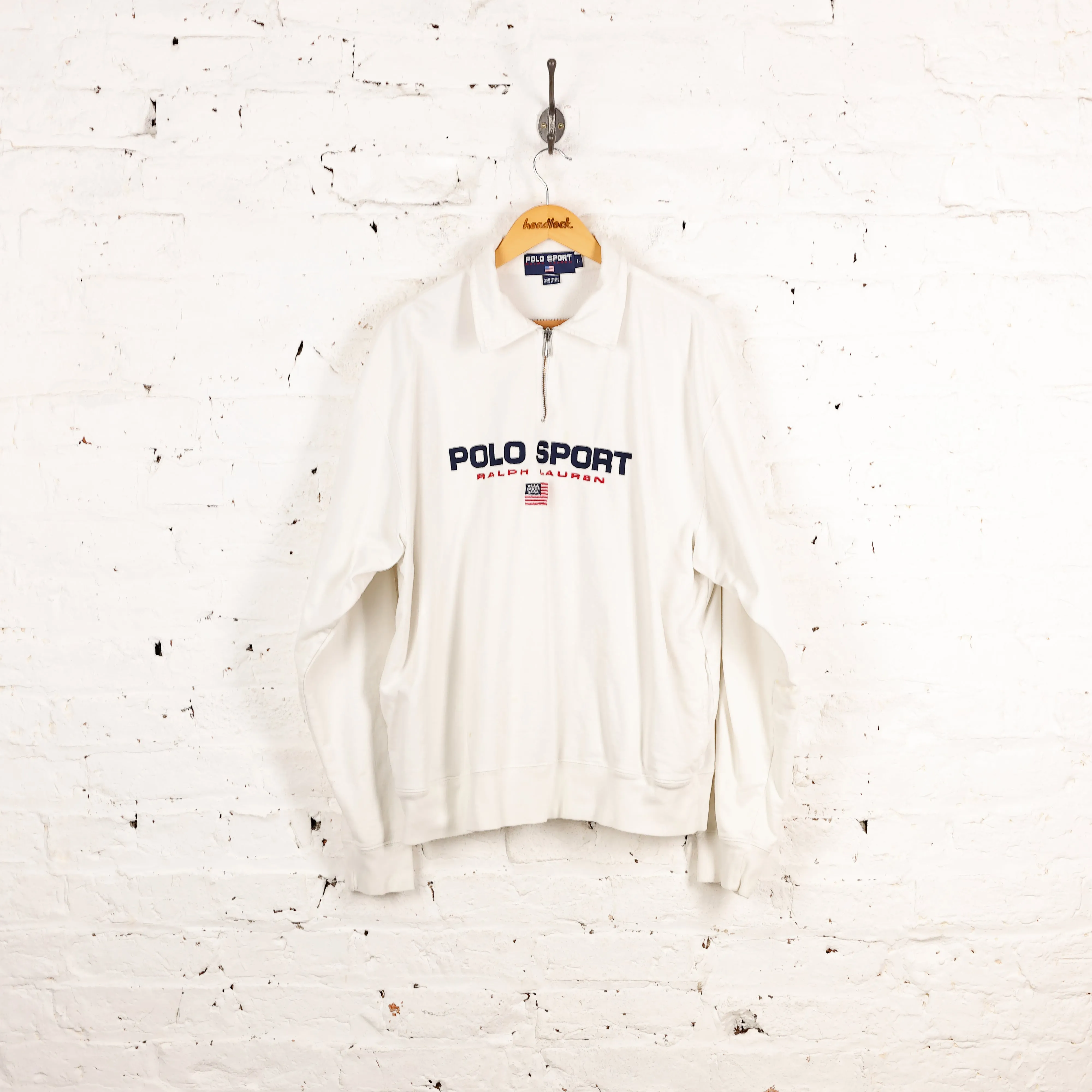 Polo Sport Ralph Lauren 90s 1/4 Zip Sweatshirt - White - L