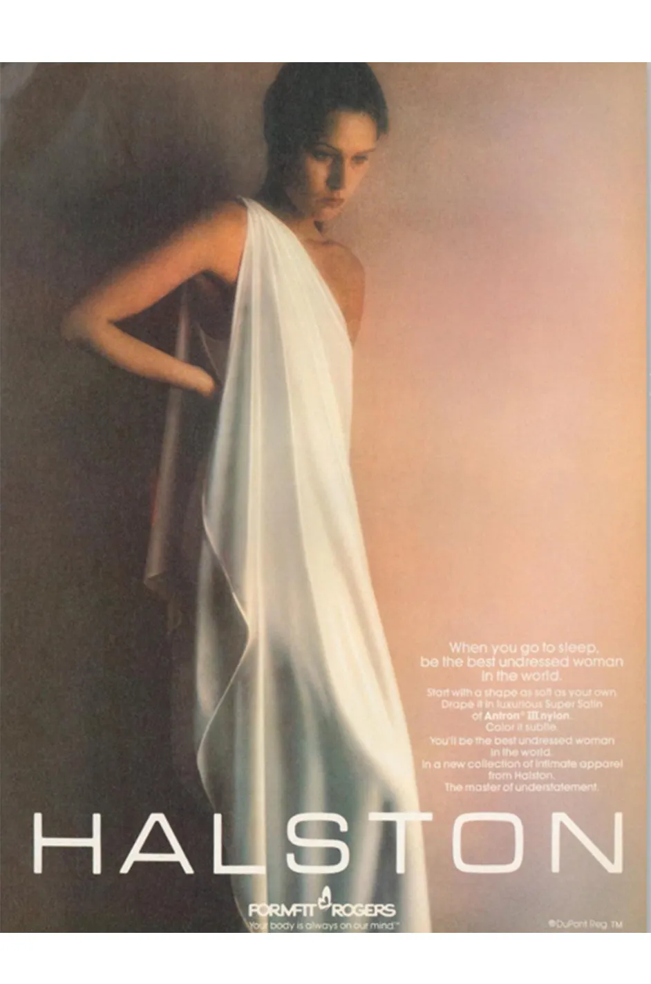 Prettiest 1978 Halston Pale Pink Pastel Nylon Jersey One Shoulder Draped Dress