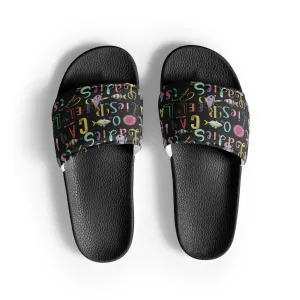 Reel Ladies Fish Text Design Women's slides