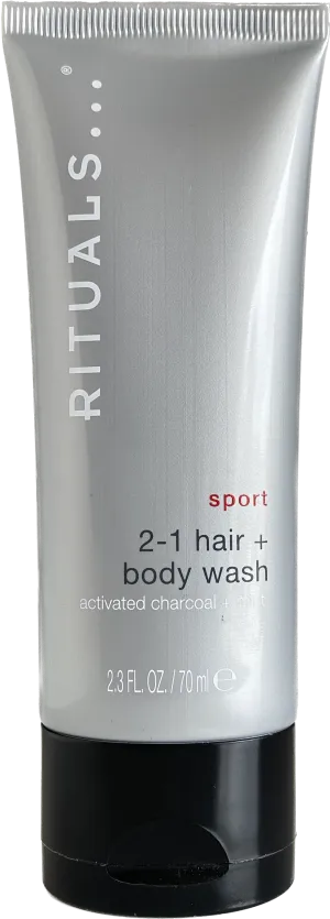 Rituals | Sport 2-1 Hair   Body Wash Activated Charcoal   Mint 70 ml (mini)