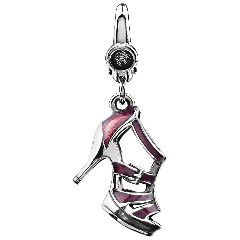 Sterling Silver High Heel Enameled Charm