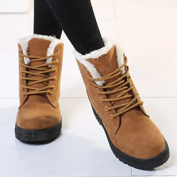 Stylish Flat Suede Ankle Boots with Wool for Women | Ideal for Winter