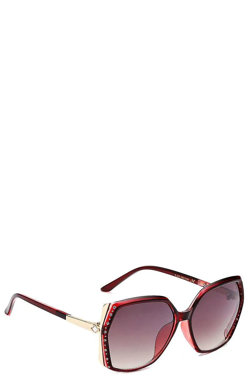 Stylish Rhinestone Accent Sunglasses