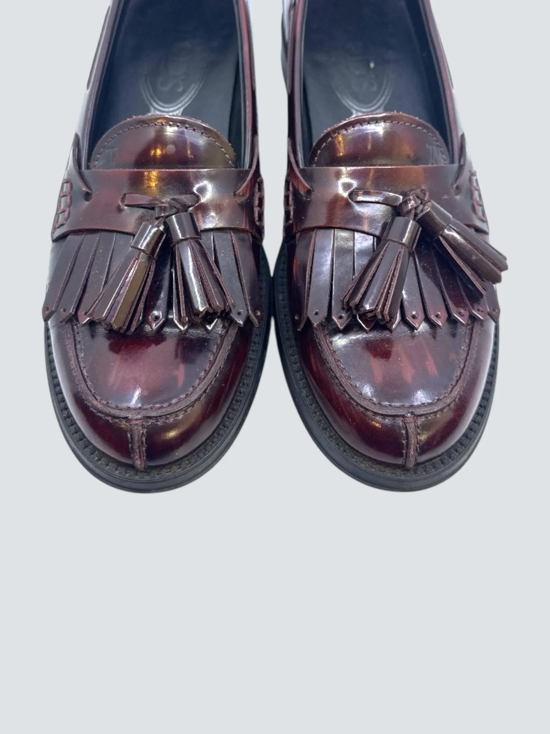 Tod's Burgundy Leather Loafers - - Size EU 35 / UK 2