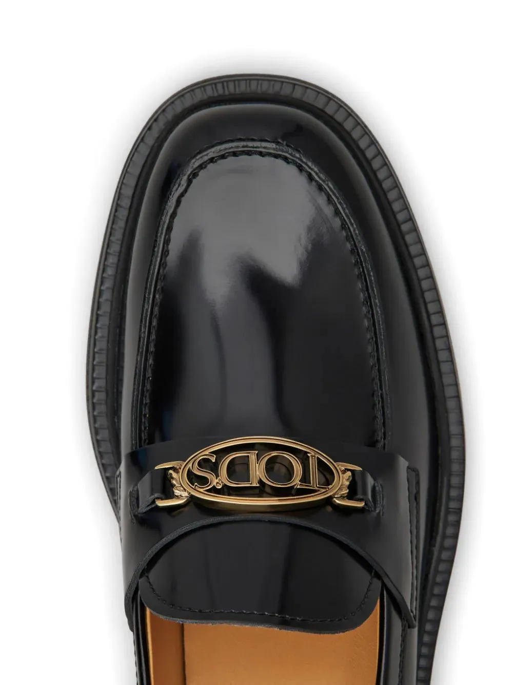 Tod's Logo Plaque Leather Loafers Black