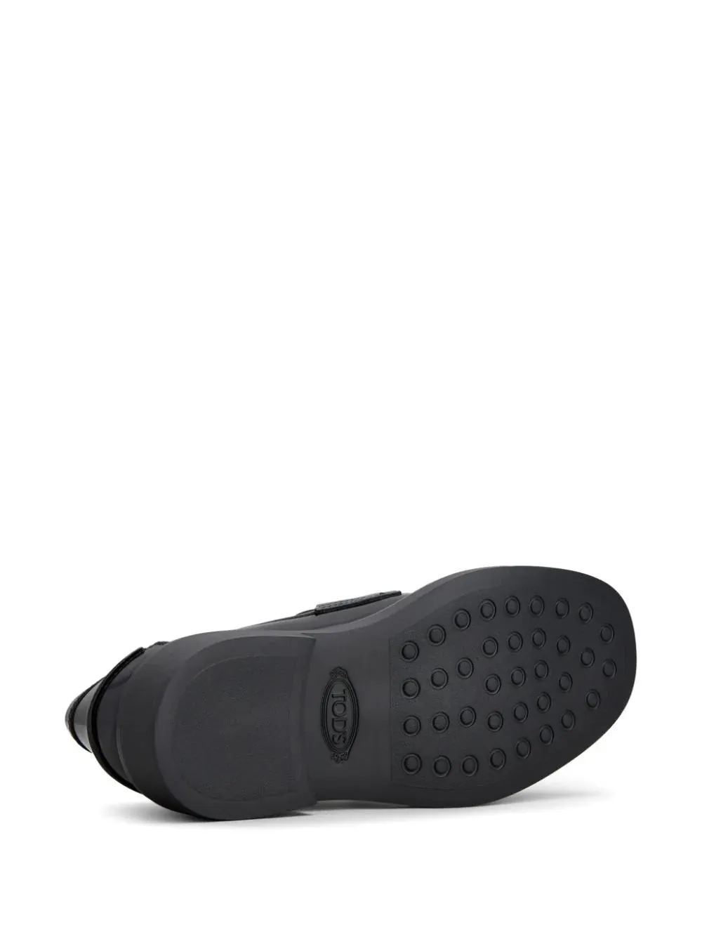 Tod's Logo Plaque Leather Loafers Black