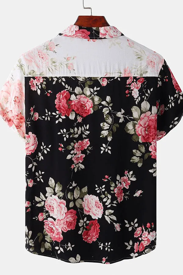 Two Tone Floral Print Shirt