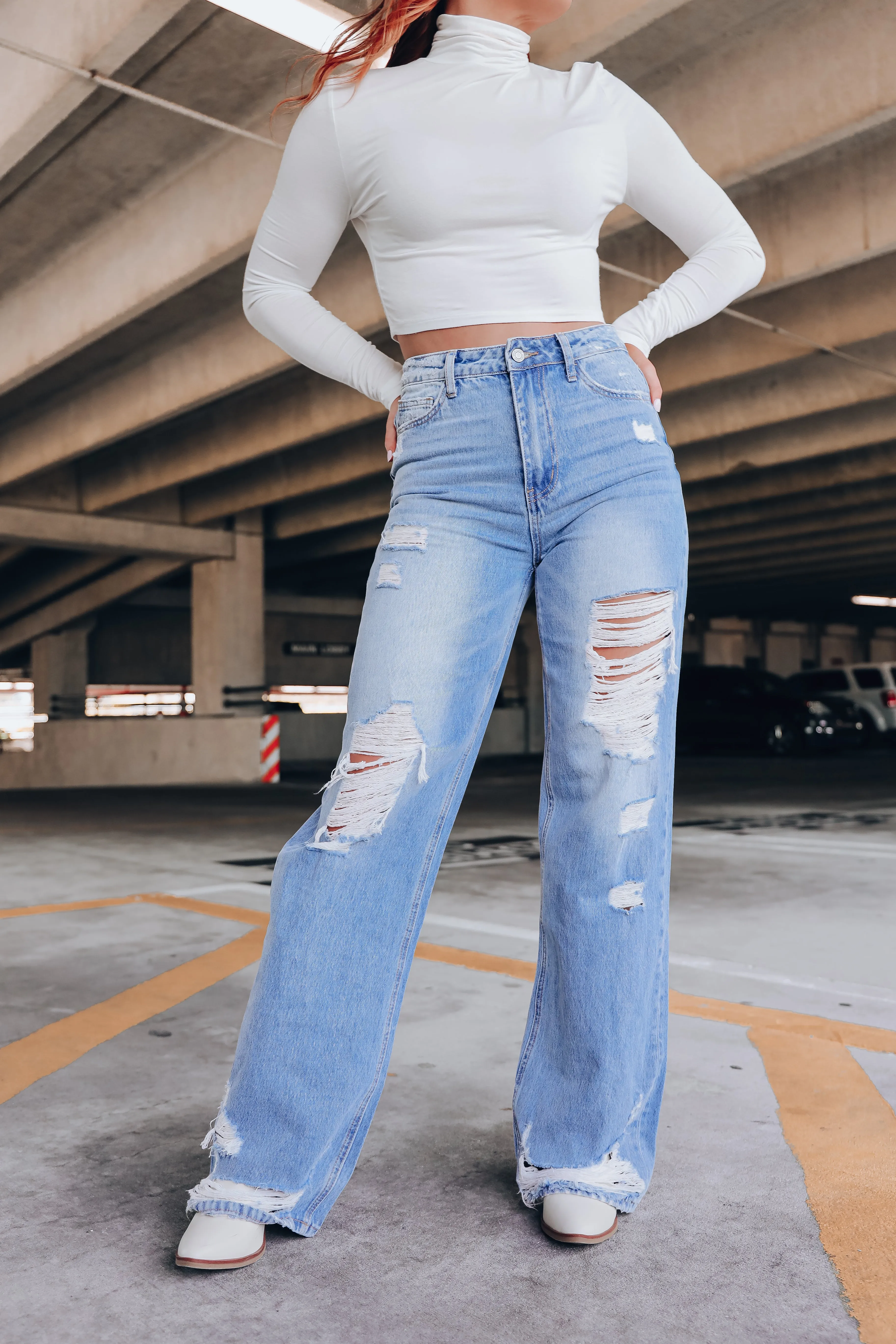 Vintage Destroyed Wide Leg Jeans